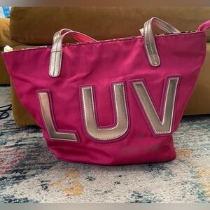 Luv by Betsey Johnson Pink Tote Gold Trim